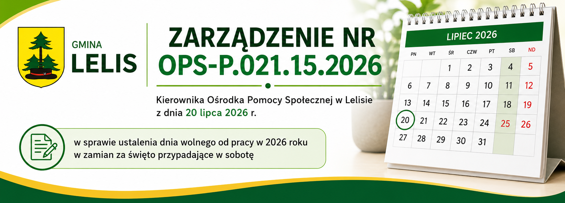 ZARZĄDZENIE NR OPS-P.021.15.2026 ZARZĄDZENIE NR OPS-P.021.15.2026