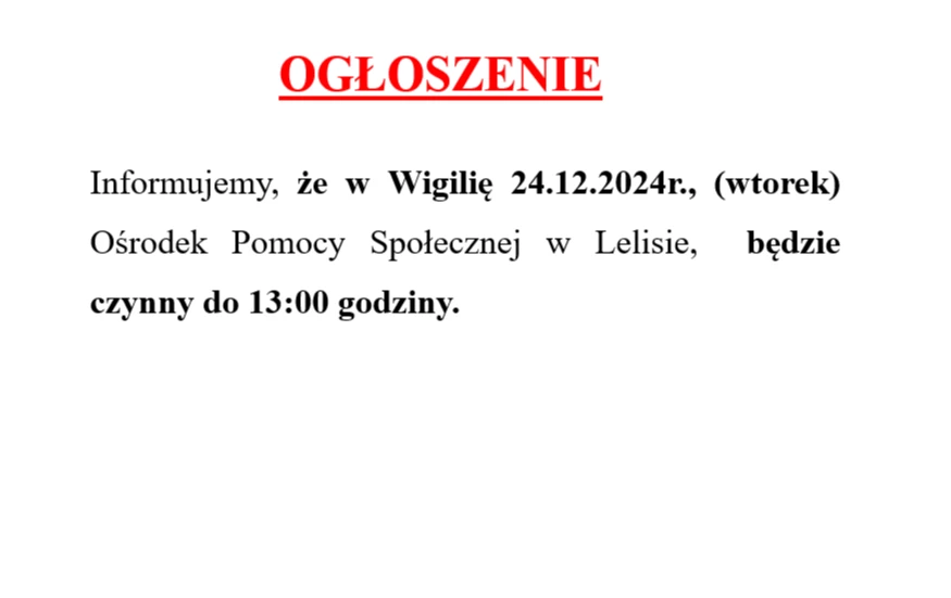 Zdjęcie do OGŁOSZENIE